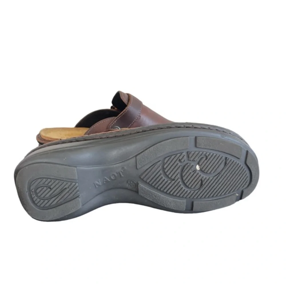 Naot Fiord‎ Brown Leather Buckle Comfort Clog Size 38 or 7